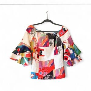Alberto Makali Multicolor Abstract Blouse